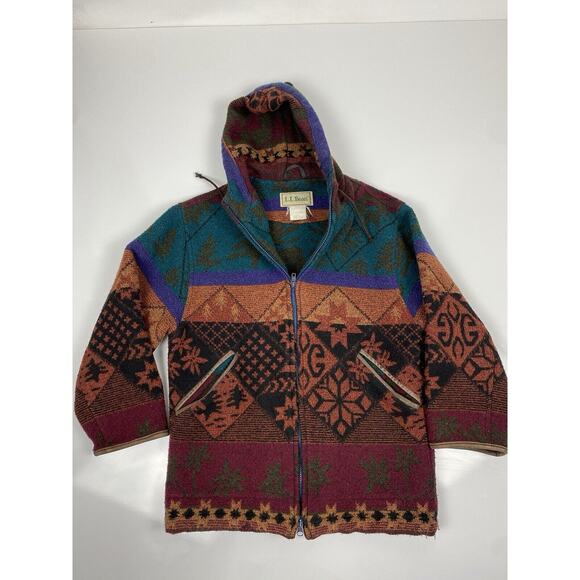 L.L. Bean Jackets & Blazers - Vintage LL bean Wool Blend Full Zip Hooded Jacket Womens S Small